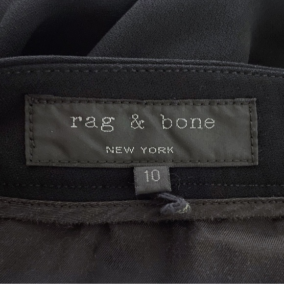 Rag & Bone Black Alpine Trouser Pants Size 10 Leather Trim Crop - Picture 9 of 10